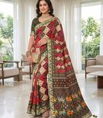 Multi Color Beautiful 3Mm & 5Mm Sequins And Jari Dori Embroidered Lace Border Silk Blend Saree