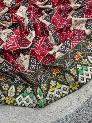 Multi Color Beautiful 3Mm & 5Mm Sequins And Jari Dori Embroidered Lace Border Silk Blend Saree 2