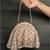Gold beige thread embroidered silk clutch