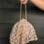 Gold beige thread embroidered silk clutch