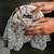 Silver thread embroidered silk clutch