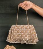 Gold embroidered silk handbag