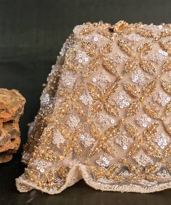 Gold embroidered silk handbag 2