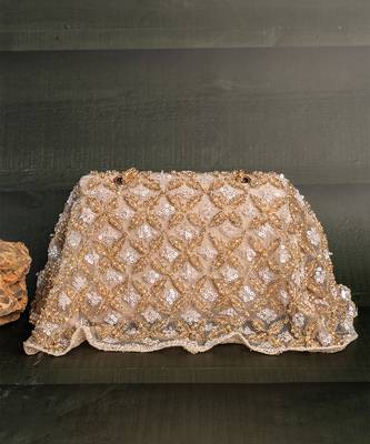 Gold embroidered silk handbag 4