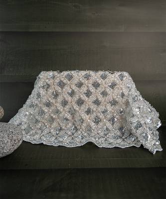 Silver embroidered silk handbag 5