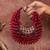 Red crystal beaded suede lattice garnet bag