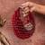 Red crystal beaded suede lattice garnet bag