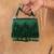 Emerald green mini beaded silk handbag