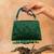 Emerald green mini beaded silk handbag