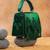 Emerald green mini beaded silk handbag