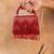 Crimson red beaded silk tassel handbag