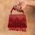 Crimson red beaded silk tassel handbag