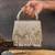 Ivory silver beaded silk handbag