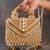 Gold crystal handcrafted silk bag