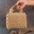 Gold crystal handcrafted silk bag