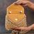 Gold crystal handcrafted silk bag