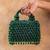 Emerald green handcrafted crystal silk bag
