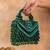 Emerald green handcrafted crystal silk bag