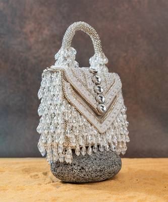 Ivory handcrafted crystal silk bag 3