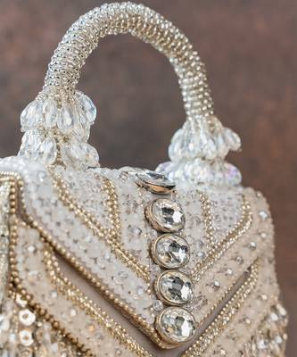 Ivory handcrafted crystal silk bag 4