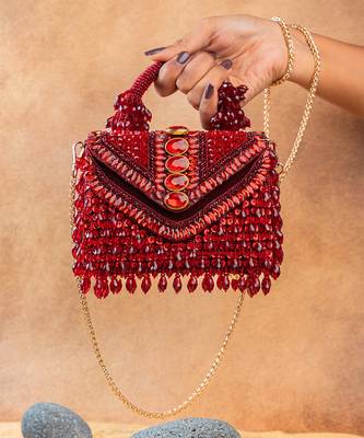 Ruby red handcrafted crystal bag 1