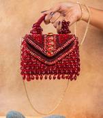 Ruby red handcrafted crystal bag