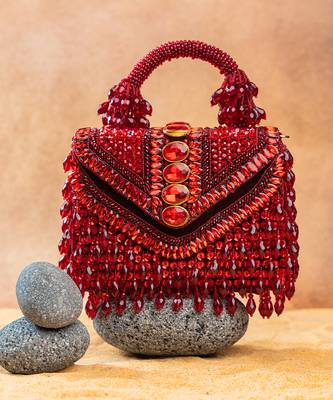 Ruby red handcrafted crystal bag 2