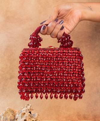 Ruby red handcrafted crystal bag 3