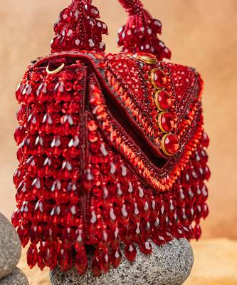 Ruby red handcrafted crystal bag 4