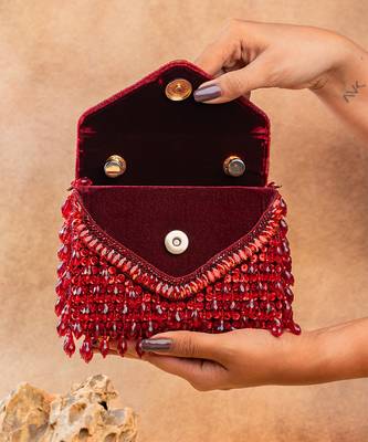 Ruby red handcrafted crystal bag 5