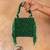 Emerald green weave fringe silk handbag