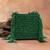 Emerald green weave fringe silk handbag