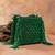Emerald green weave fringe silk handbag