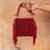 Ruby red weave fringe silk handbag