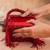 Ruby red weave fringe silk handbag