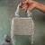 Silver weave fringe silk handbag