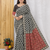 Black Color Floral Printed Pallu With Sequince & Mirror Work & Thread Embroidered Lace Border Silk Blend Saree