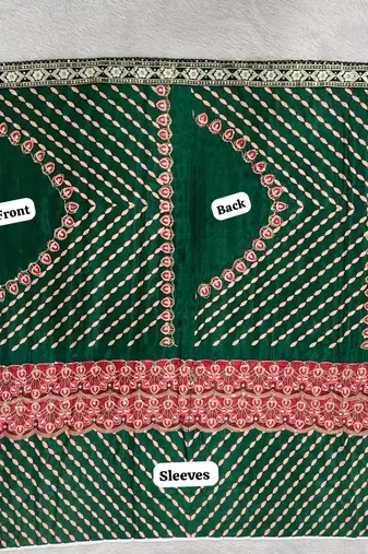 Dark Green Color Floral Printed Pallu With Sequince & Mirror Work & Thread Embroidered Lace Border Silk Blend Saree
