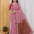 Rani Pink Color Floral Printed Pallu With Sequince & Mirror Work & Thread Embroidered Lace Border Silk Blend Saree