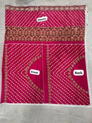 Rani Pink Color Floral Printed Pallu With Sequince & Mirror Work & Thread Embroidered Lace Border Silk Blend Saree 5