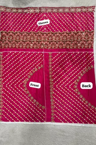 Rani Pink Color Floral Printed Pallu With Sequince & Mirror Work & Thread Embroidered Lace Border Silk Blend Saree