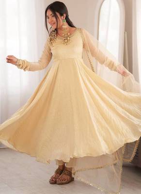 Mirror Work Fully Flaired Anarkali Gown Suit Set  1