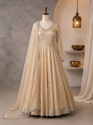 Mirror Work Fully Flaired Anarkali Gown Suit Set  3