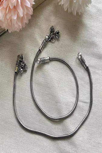 Minimalist Silver Snake Chain Anklet | Indian Payal with Bells | Beach Ankle Bracelet | Gift for Her