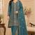 Teal blue rangoli crush embroidered suit set with dupatta