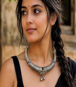Oxidized Tribal Hasli Necklace, German Silver Torque Choker, Boho Ethnic Statement Necklace