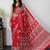 red color mirror work border with handcrafted red tassels (latkan) and ajarakh print gajji silk blend saree