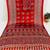 red color mirror work border with handcrafted red tassels (latkan) and ajarakh print gajji silk blend saree