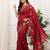 maroon color multi color thread work on border with cutwork silk blend saree
