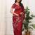 maroon color multi color thread work on border with cutwork silk blend saree
